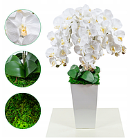 Искусственные цветы Орхидеи в кашпо 5 веток, 95 см