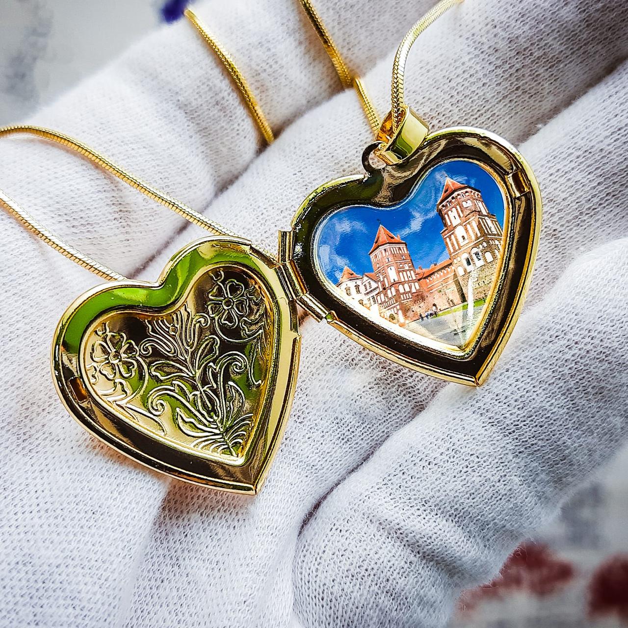 Кулон-тайник Сердце на цепочке Два сердца в золоте - фото 3 - id-p201927596