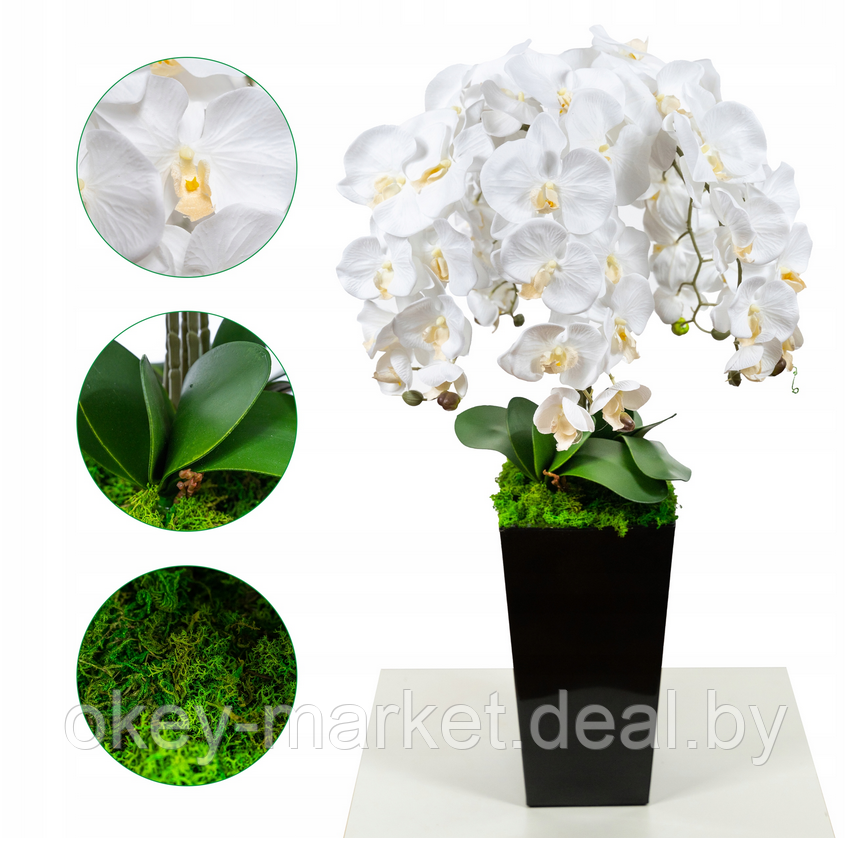 Искусственные цветы Орхидеи в кашпо 5 веток, 95 см - фото 9 - id-p201927997