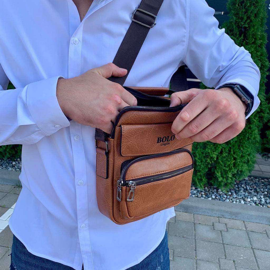 Классическая мужская сумка-мессенджер Bolo LingShi (плечевой ремень, ручка для переноски) - фото 2 - id-p201927664