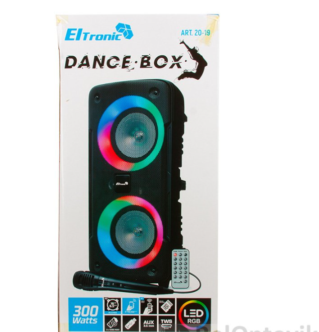 Напольная колонка Eltronic DANCE BOX 300 Watts арт. 20-19 с проводным микрофоном и RGB цветомузыкой - фото 2 - id-p201929183