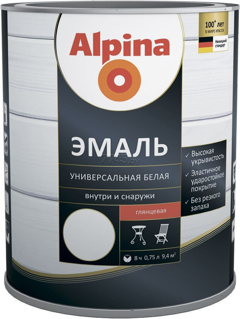 Эмаль алкидная ALPINA Универсальная белый 0,75 л (глянец)