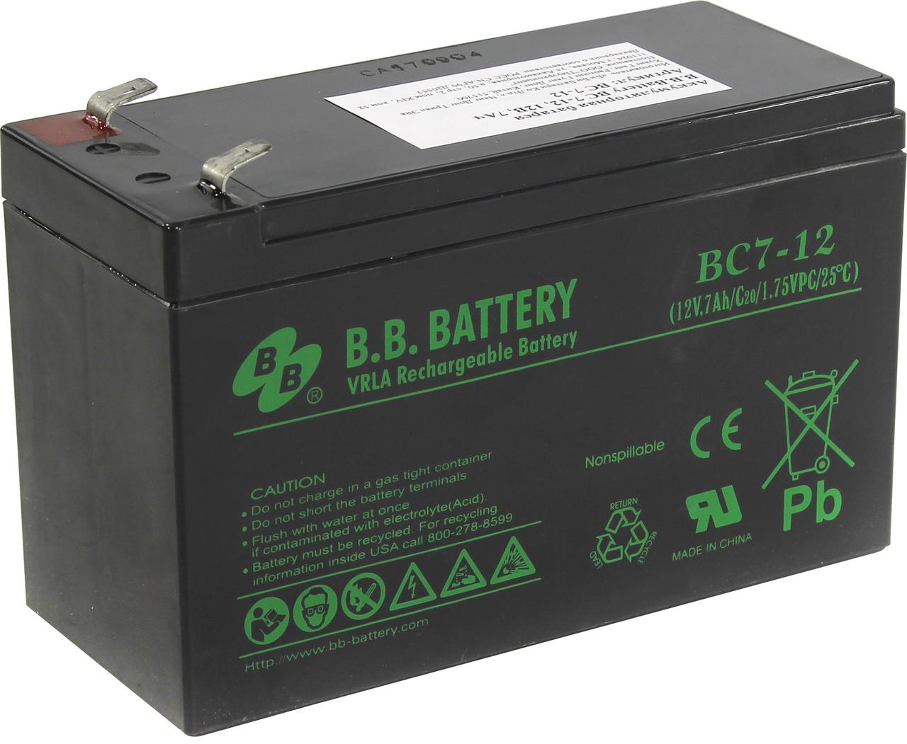 Аккумулятор B.B. Battery BC7-12 (12V, 7Ah) для UPS
