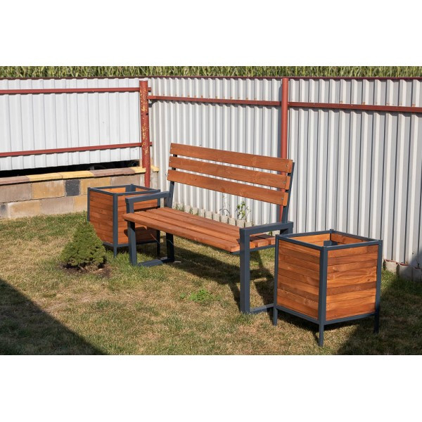 Комплект садовой мебели скамейка и две подставки для цветов (кашпо) "Комфорт-2" арт. SDMG-150-40 - фото 1 - id-p201936695