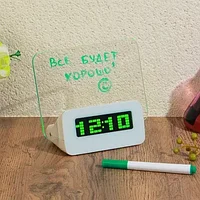Светодиодные настольные электронные часы будильник с LED-доской для записей и рисунков