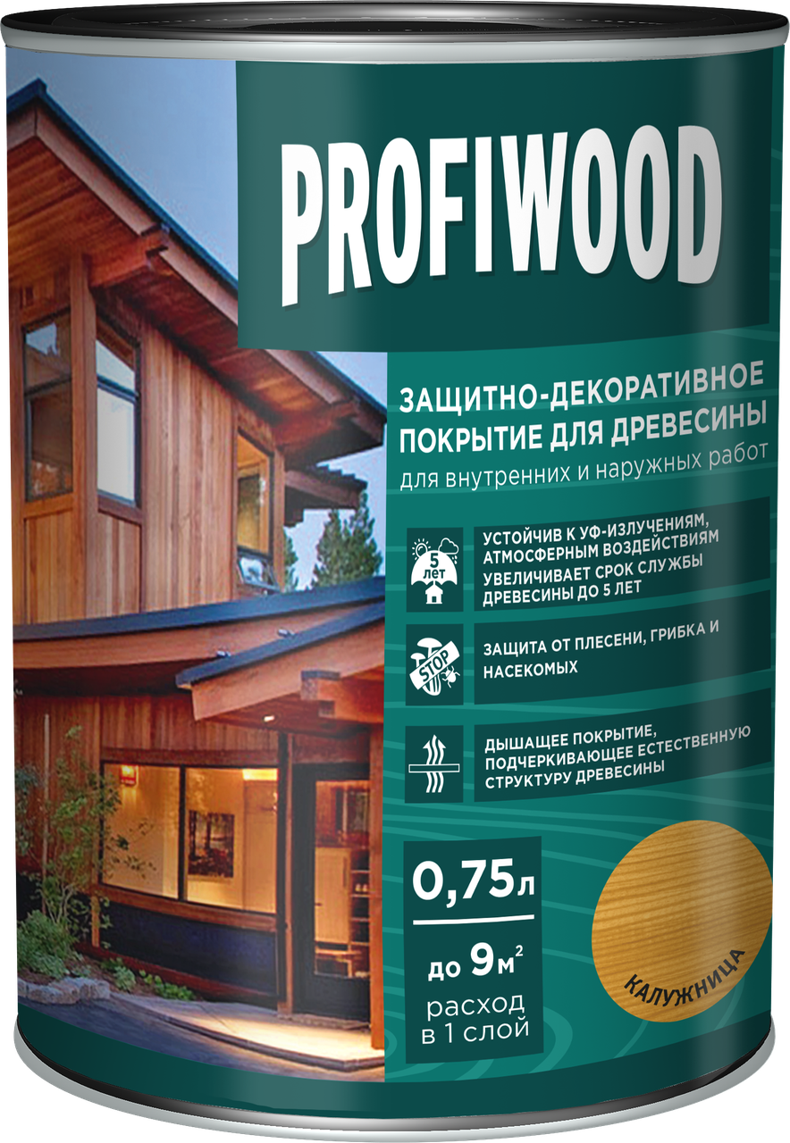Защитно-декоративное покрытие для древесины PROFIWOOD 2.5л/2.3 кг