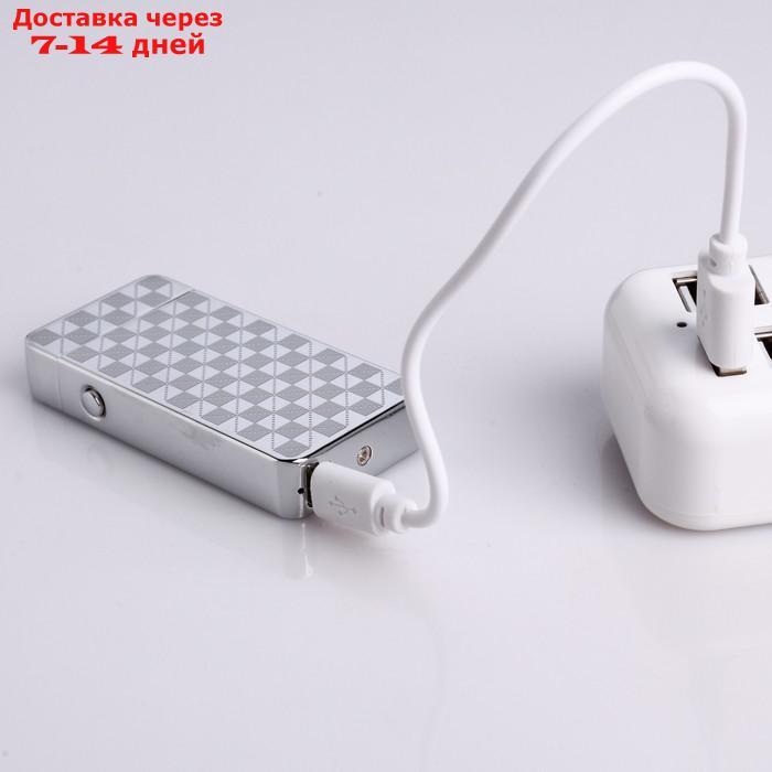Зажигалка электронная в подарочной упаковке, USB, дуговая, серебристый узор, 3.5х7 см - фото 3 - id-p201936221