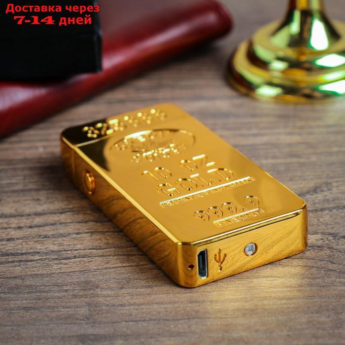 Зажигалка электронная, дуговая, USB, золотая, 3.5х1х7 см - фото 3 - id-p201936224