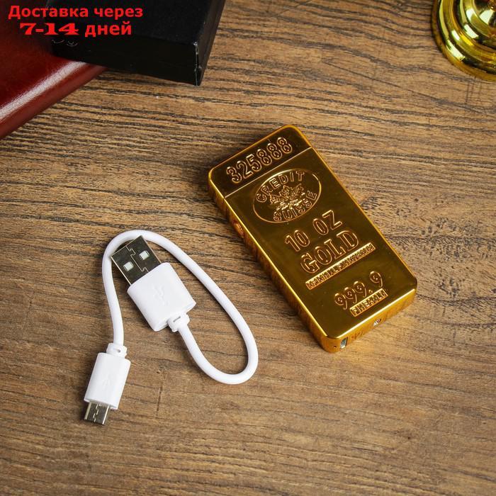 Зажигалка электронная, дуговая, USB, золотая, 3.5х1х7 см - фото 4 - id-p201936224