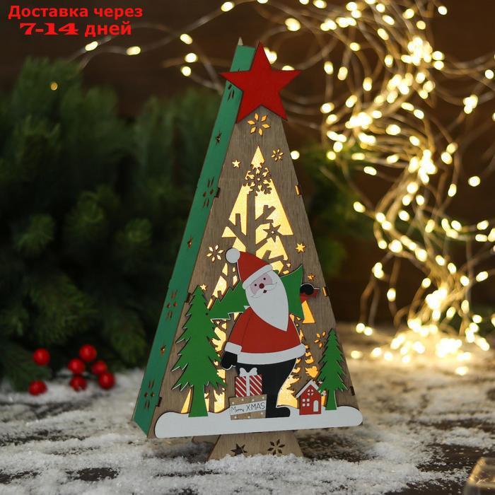 Фигурка новогодняя свет "Дед Мороз в лесу с подарками, в ёлочке" 15,5х30 см - фото 3 - id-p201465393