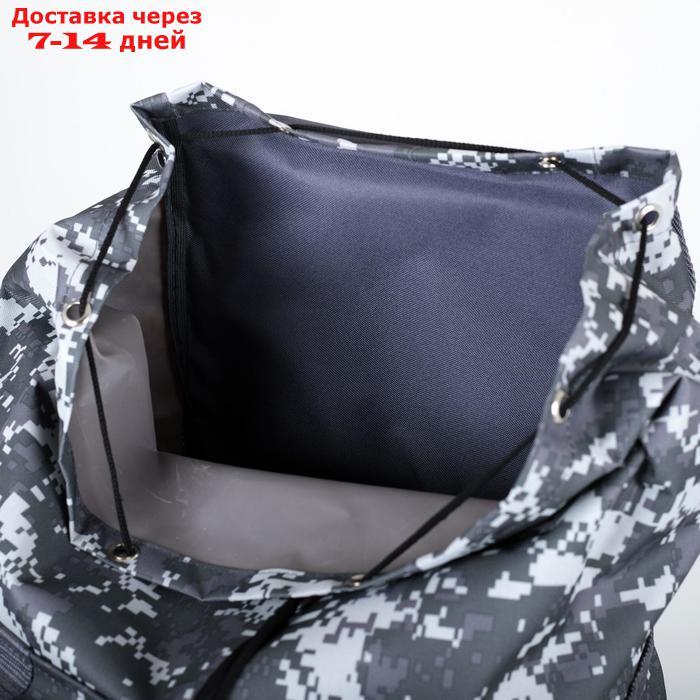 Рюкзак туристический, 55 л, отдел на шнурке, 3 наружных кармана, цвет серый/камуфляж - фото 5 - id-p201465416
