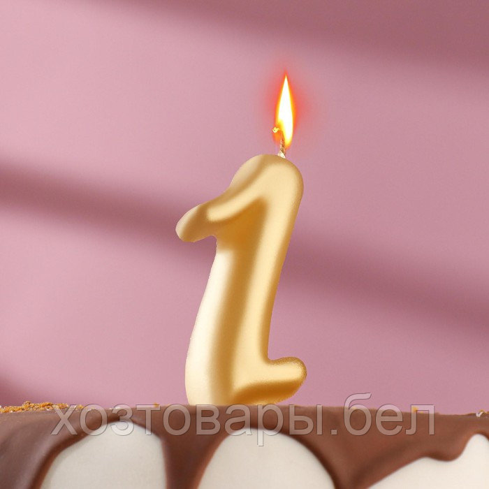 Свеча для торта цифра "Овал" золотая "1", большая, 7 см - фото 1 - id-p201982153
