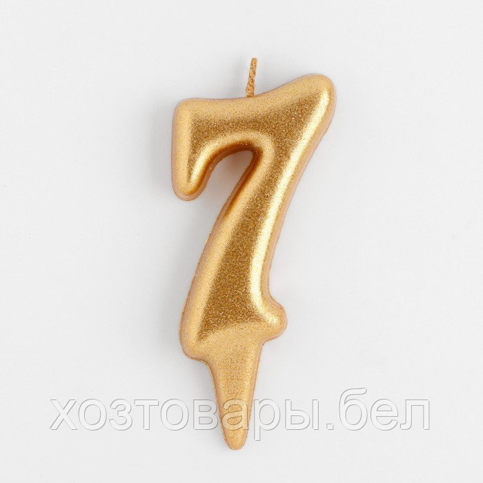 Свеча для торта цифра "Овал" золотая "7", большая, 7 см - фото 3 - id-p201982158
