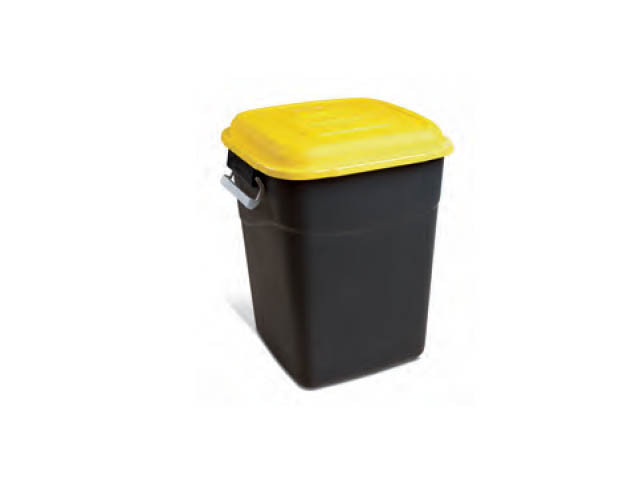 Контейнер для мусора пластик. 50л (жёлт. крышка) TAYG - фото 1 - id-p201984378
