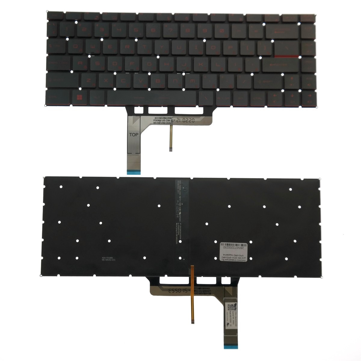 Клавиатура для MSI GF63 Thin с подсветкой красный шрифт - фото 1 - id-p194817773