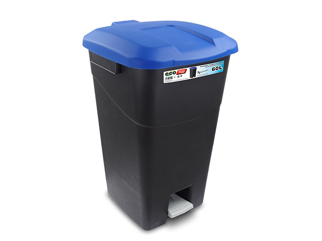 Контейнер для мусора пластик. 60л с педалью (синяя крышка) TAYG - фото 1 - id-p201984401