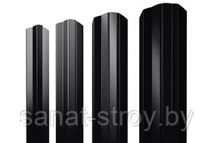 Штакетник М-образный А фигурный 0,5 Satin  RAL 9005 черный, фото 2