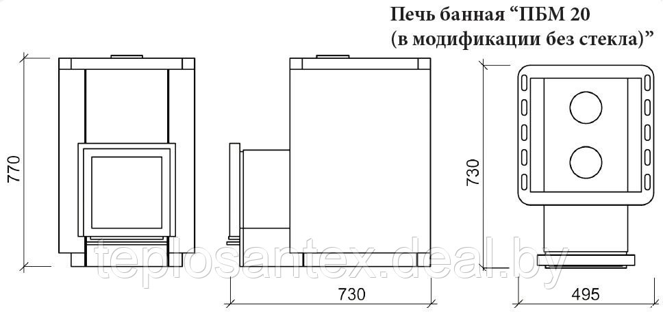 Печь банная ПБМ 20 без стекла (Мета-Бел ) в Гомеле - фото 4 - id-p3876342