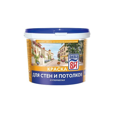 Краска водно-дисперсионная ВД-КЧ «Н» 201 супербелая (для покраски стен и потолков)«АкваВИТ», 13 кг