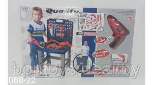 Игровой набор инструментов 008-22 чемодан -стол с верстаком, шуруповертом, дрель, детская мастерская - фото 4 - id-p202015820