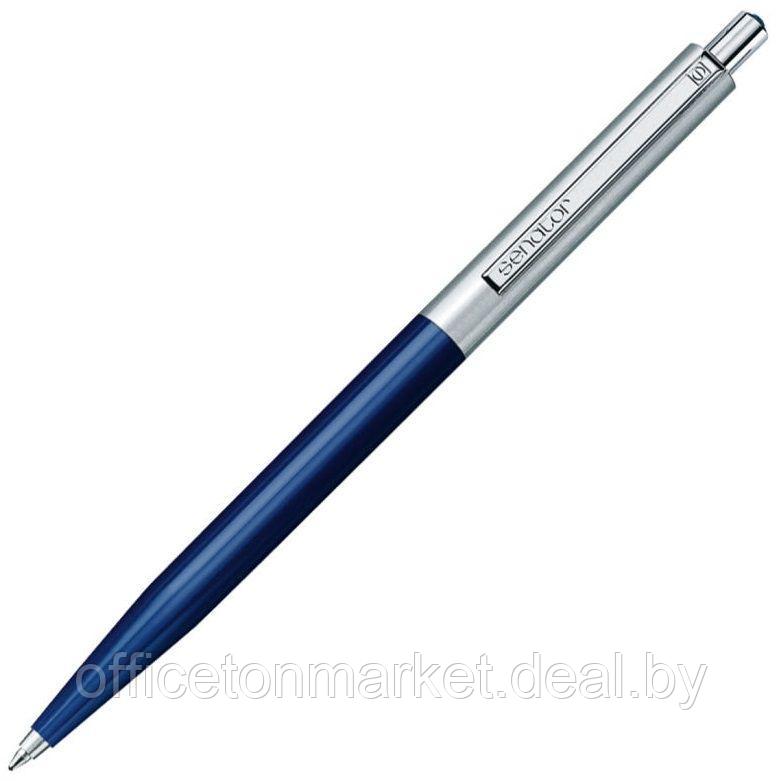 Ручка шариковая автоматическая "Senator Point Metal", 1.0 мм, темно-синий, серебристый, стерж. синий - фото 1 - id-p201979622