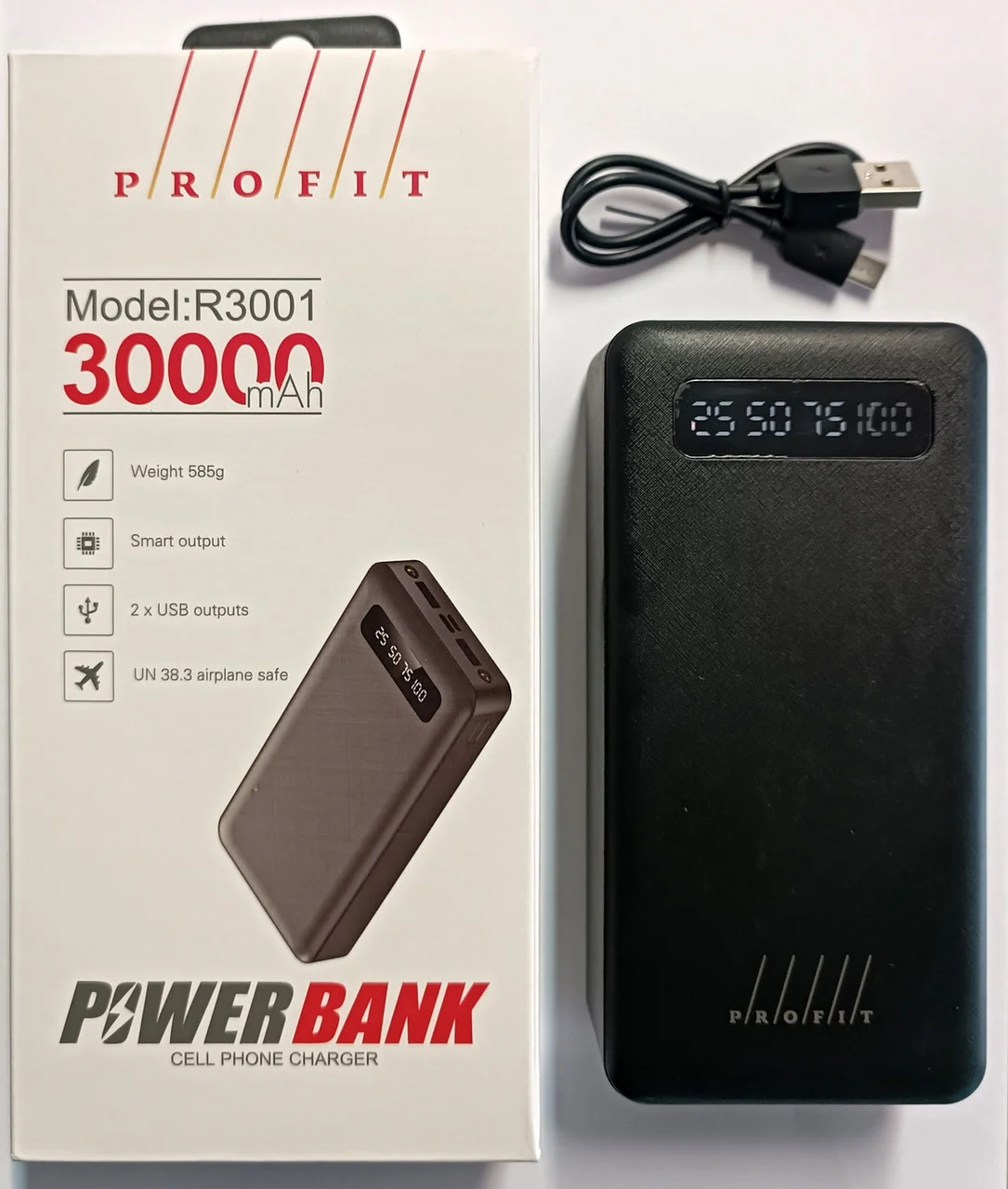 Внешний аккумулятор Power Bank Profit R3001 30000mAh черный - фото 1 - id-p202017159