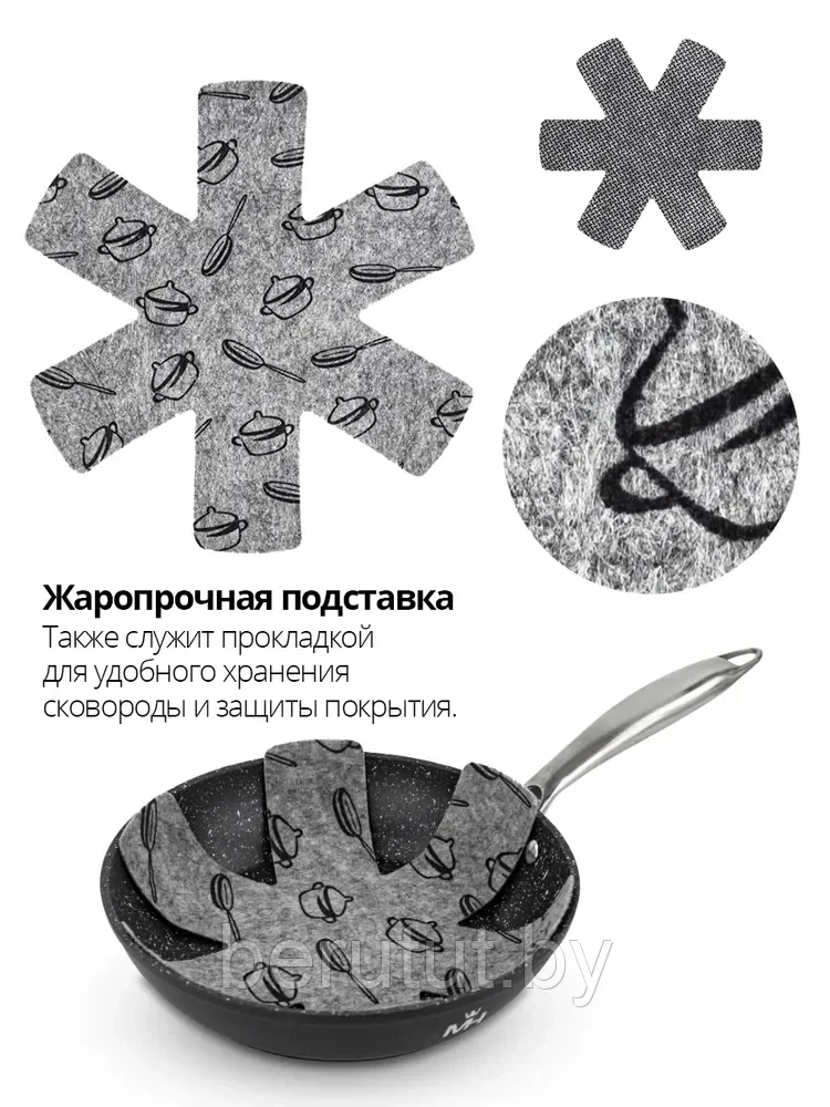 Сковорода 22 см антипригарное мраморное покрытие MERCURY HAUS Granite MC-1743 - фото 2 - id-p202017441