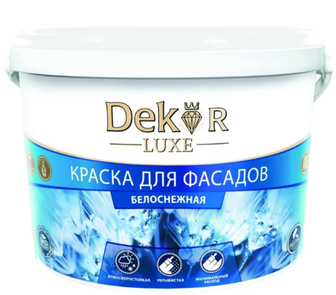 Краска ВД-АК 111 DEKOR фасадная белоснежная, 14 кг