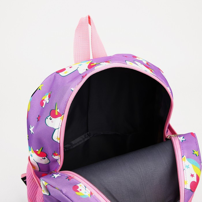 Рюкзак детский на молнии, 3 наружных кармана, цвет фиолетовый/розовый - фото 4 - id-p201995551