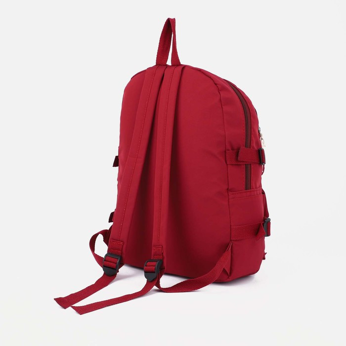 Рюкзак школьный на молнии, 5 наружных карманов, цвет красный - фото 2 - id-p201995605