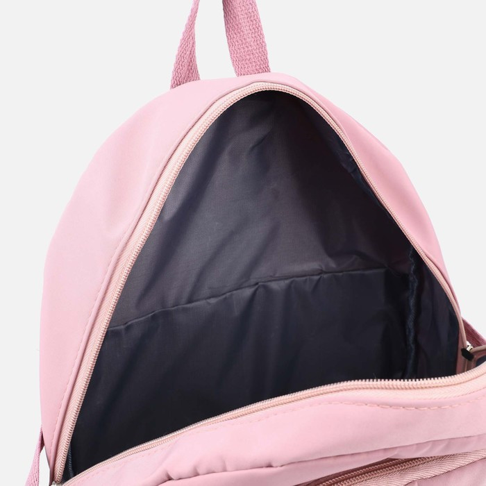 Рюкзак школьный на молнии, 5 наружных карманов, цвет розовый - фото 4 - id-p201995606