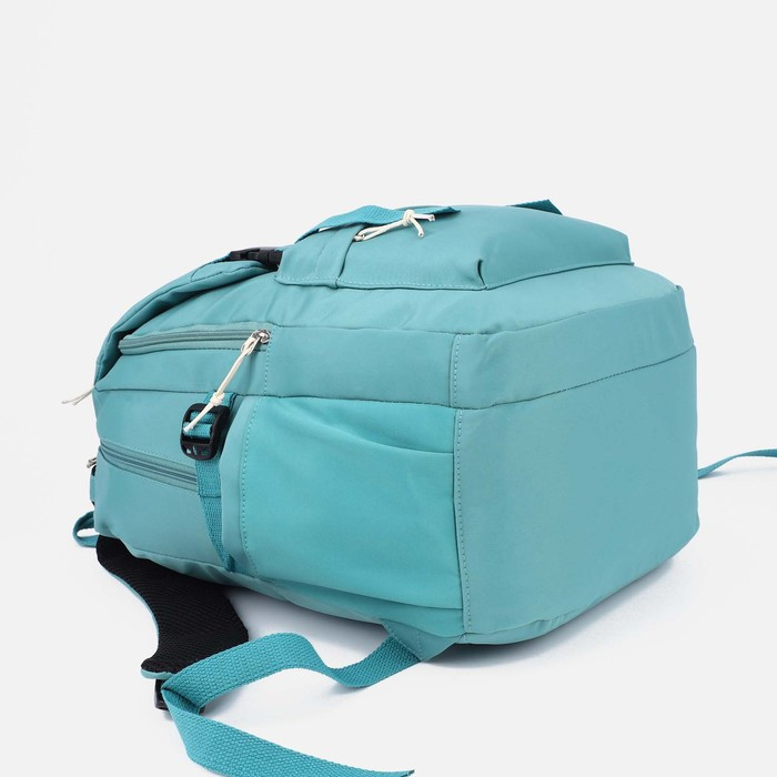Рюкзак на молнии, 4 наружных кармана, цвет бирюзовый - фото 3 - id-p201995612