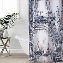 Штора для ванны Доляна «Париж», с люверсами, 180×180 см, полиэстер