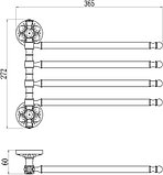 Держатель для полотенец поворотный (4-ой) бронза Savol S-005804C, фото 2