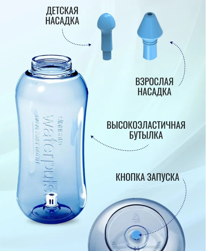 Ирригатор для носа Waterpulse nasal 300 мл / портативный с насадкой для детей и взрослых / промыватель носа - фото 6 - id-p202019963