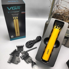 Профессиональный триммер для стрижки волос, ухода за бородой и окантовкой VGR V-225 VOYAGER 4 насадки Желтый