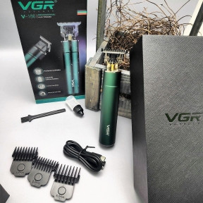 Профессиональный триммер для стрижки волос, ухода за бородой и окантовкой VGR V-186VOYAGER 4 магнитные насадки - фото 1 - id-p202020884