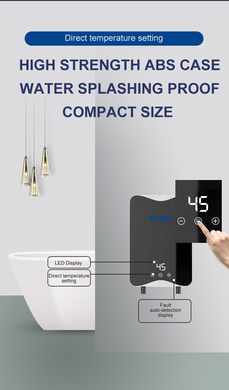 Проточный электрический водонагреватель-душ Water Heater RYK-001 5500W, нижнее подключение / LED-дисплей - фото 4 - id-p202020889