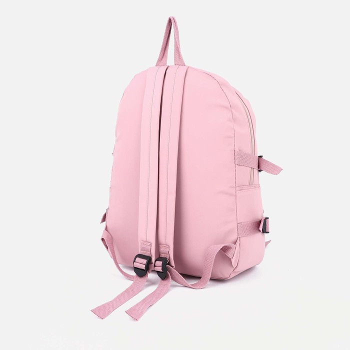 Рюкзак школьный на молнии, 5 наружных карманов, цвет розовый - фото 2 - id-p201991776