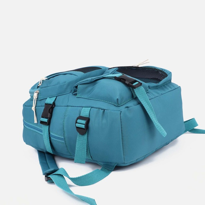 Рюкзак школьный на молнии, 5 наружных карманов, цвет синий - фото 3 - id-p201991778
