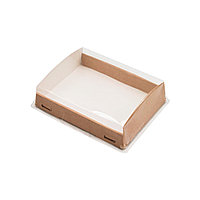 Коробка для десерта с прозрачной крышкой (Россия, крафт картон, 200х100х40 мм) Eco OpBox 600