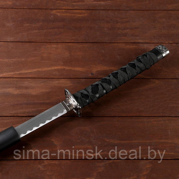 Сувенирное оружие «Катана на подставке», чёрные ножны с резным драконом, рукоять микс 100см - фото 3 - id-p202025333