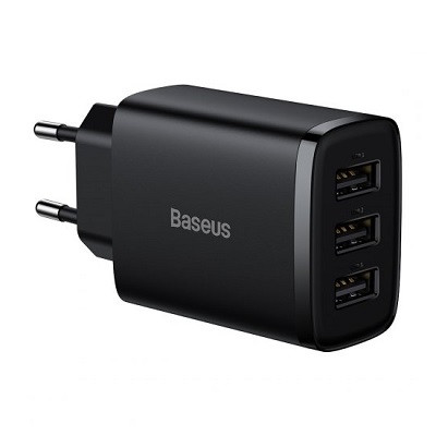 Сетевое зарядное устройство Baseus Compact Charger 3U на 17W (CCXJ020101) черный - фото 1 - id-p202029351