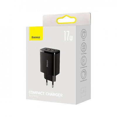 Сетевое зарядное устройство Baseus Compact Charger 3U на 17W (CCXJ020101) черный - фото 6 - id-p202029351