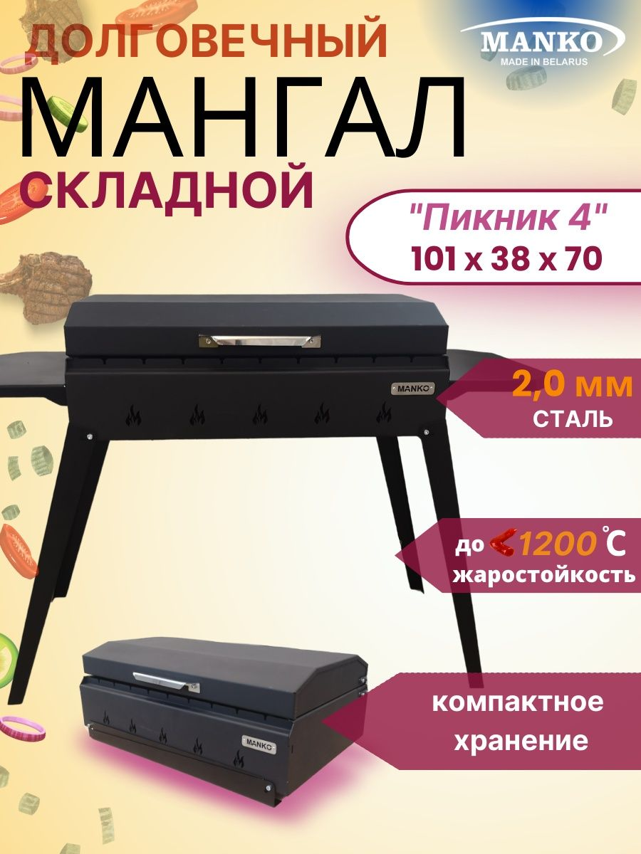 Мангал MANKO "Пикник 4" складной 2 мм