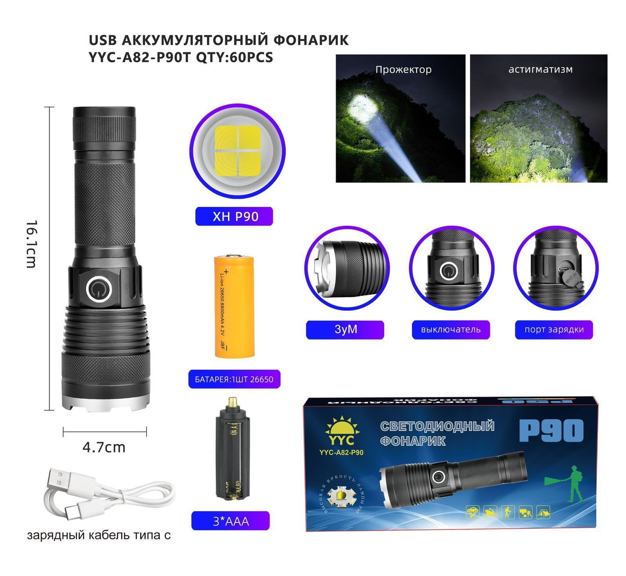 Ручной фонарь P07-P90