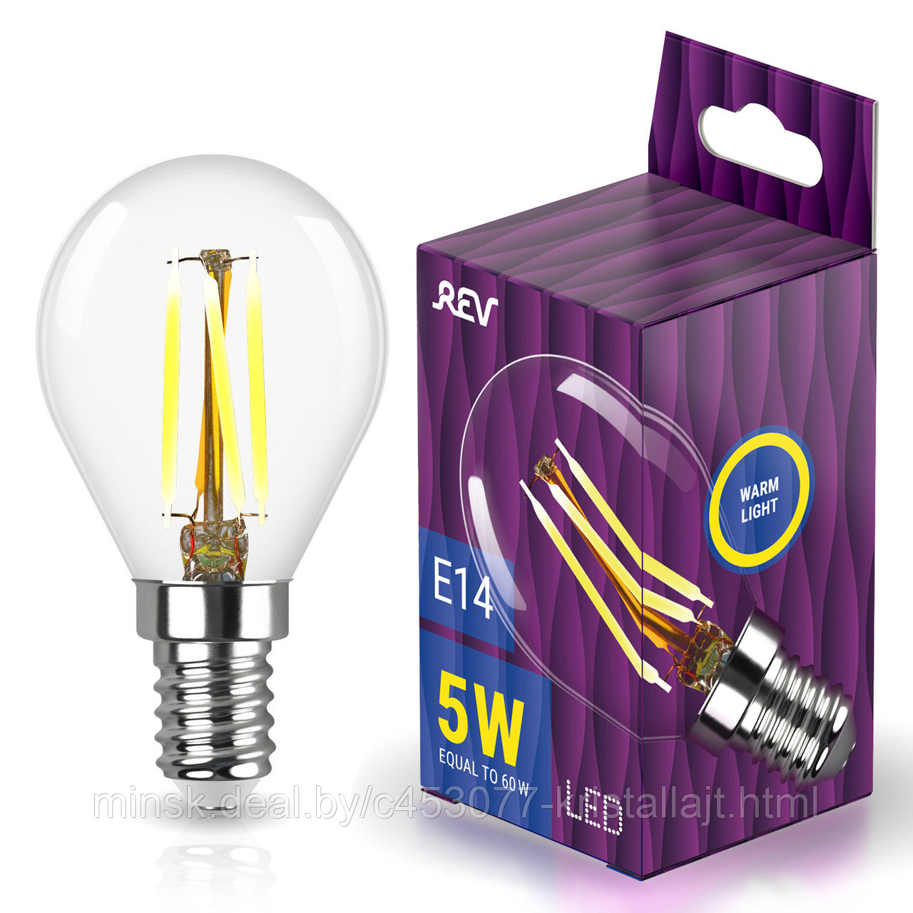 Лампа светодиодная Filament G45 E14 5W, 2700K, DECO Premium, теплый свет - фото 3 - id-p202032200