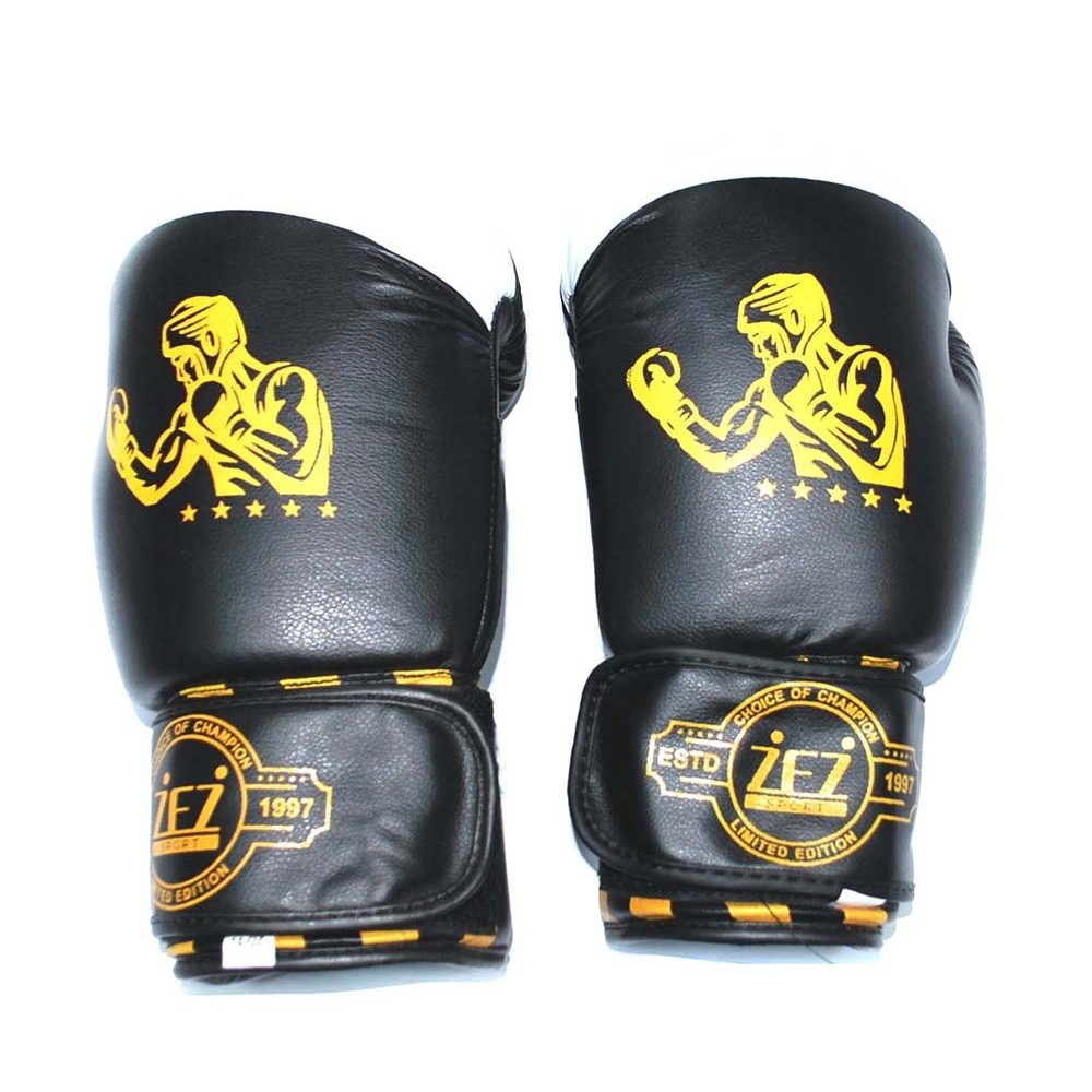Перчатки боксёрские ZEZ sport черные 14 унций , Fighter-14-OZ - фото 1 - id-p202032237
