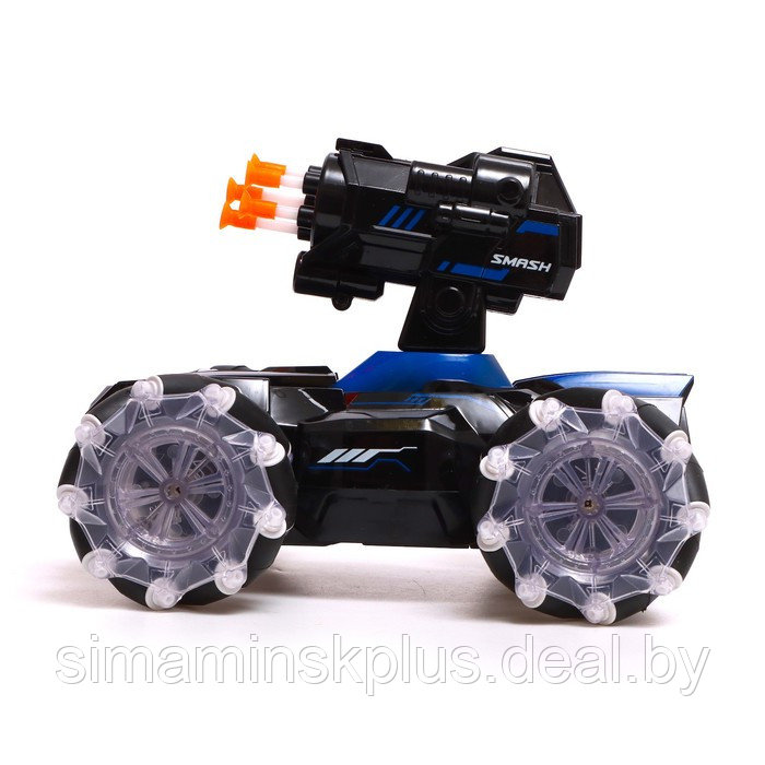 Танк радиоуправляемый Stunt, 4WD полный привод, стреляет ракетами, цвет чёрно-синий - фото 2 - id-p202031646