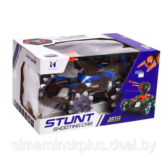Танк радиоуправляемый Stunt, 4WD полный привод, стреляет ракетами, цвет чёрно-синий - фото 7 - id-p202031646
